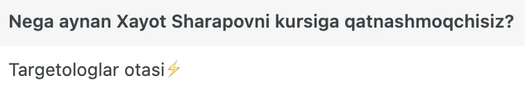 Xayot Sharapov o'quvchisining natijasi