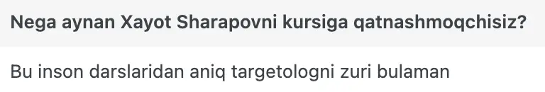 Xayot Sharapov o'quvchisining natijasi