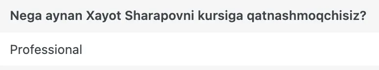 Xayot Sharapov o'quvchisining natijasi