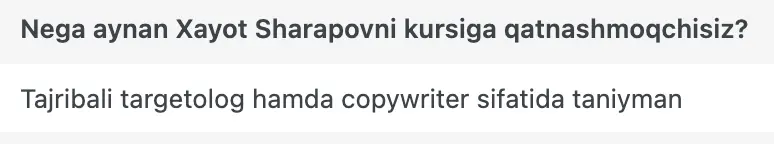 Xayot Sharapov o'quvchisining natijasi