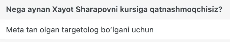 Xayot Sharapov o'quvchisining natijasi