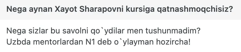 Xayot Sharapov o'quvchisining natijasi