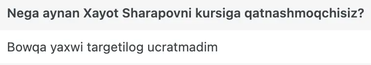 Xayot Sharapov o'quvchisining natijasi