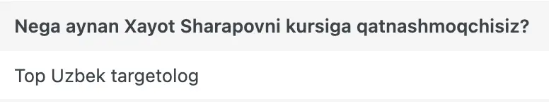 Xayot Sharapov o'quvchisining natijasi