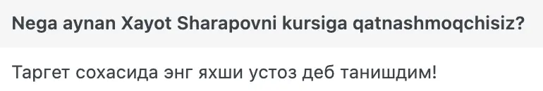 Xayot Sharapov o'quvchisining natijasi